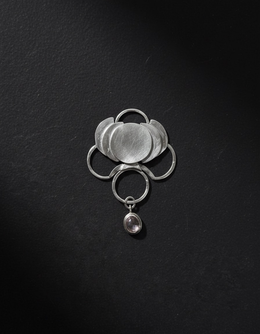 Sterling Silver Cloud Pendant with Quartz